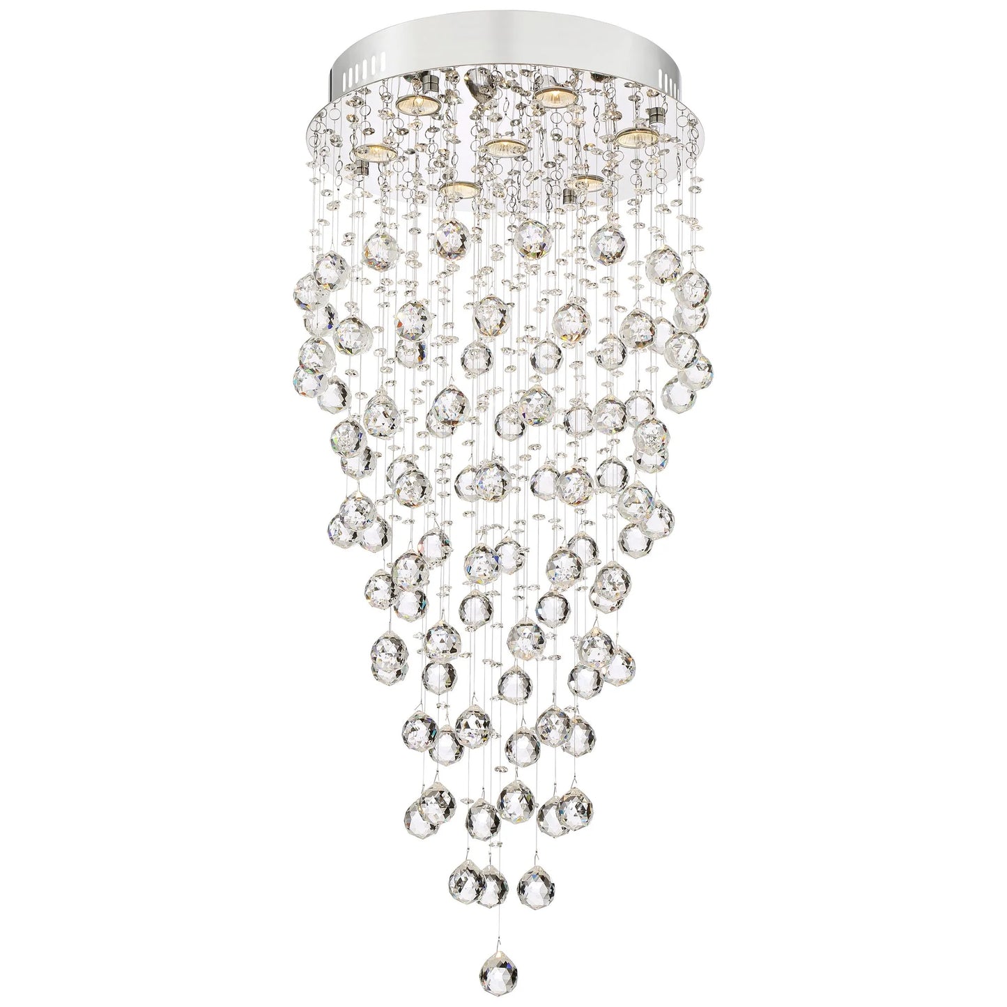 Vienna Full Spectrum Aida Chrome Chandelier Lighting 18" Wide Modern Pouring Crystal Glass Globes 7-Light Fixture for Dining Room House Kitchen Island