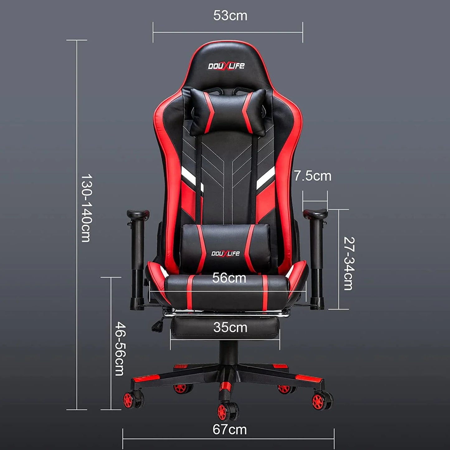 Douxlife Massage Gaming Chair with Footrest, 175° Reclining, Ergonomic Racing High Back Home Office Computer Chair, Video Game Chair for Adluts
