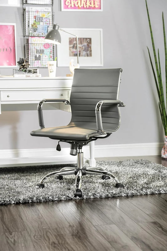 LCH Modern Mid Back Home Office Chair Computer Executive Desk Chair Pu LeatherGray