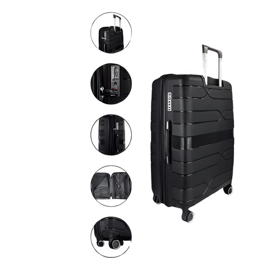 TRAVLR 100% PP Break Resistant Lightweight Expandable 28" Checkin Luggage Trolley, Dark Grey.