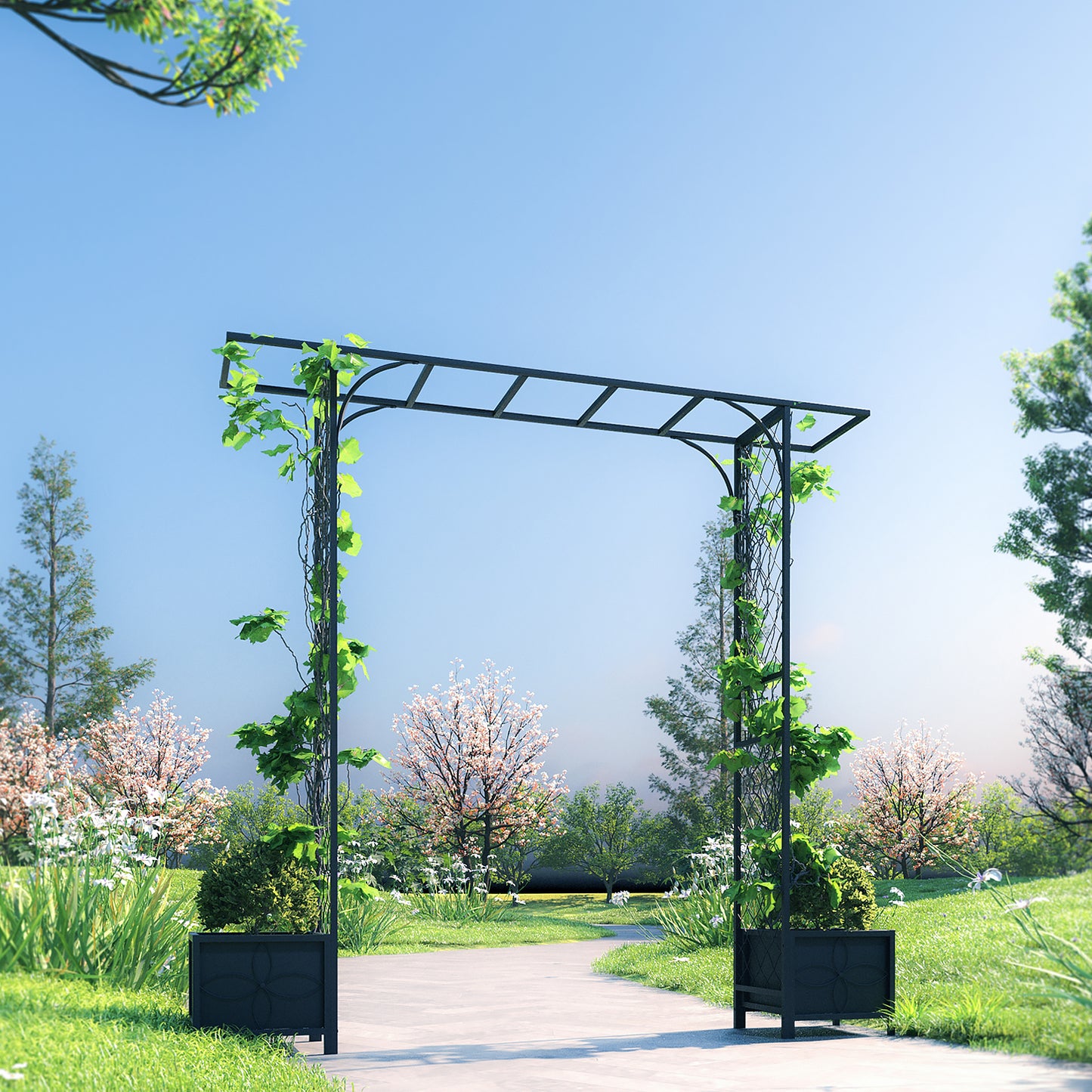 Zhongma Metal Arbor 835'' High Green Carbon Steel Arbor, Moisture Resistant Planters