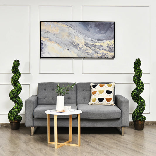 Costway 4FT Spiral Boxwood Topiary Trees in Golden Cement Pot (2 Count)