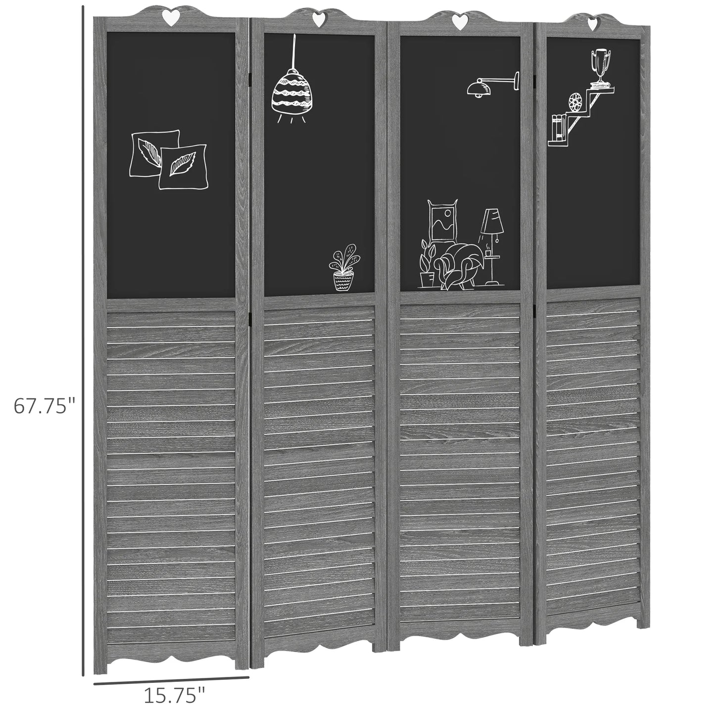 HOMCOM 5.5' 4 Panel Room Divider, Indoor Privacy Screens for Home, Brown