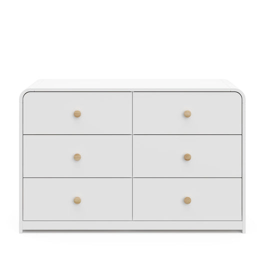 Storkcraft Santos 6 Drawer Nursery Double Dresser, White