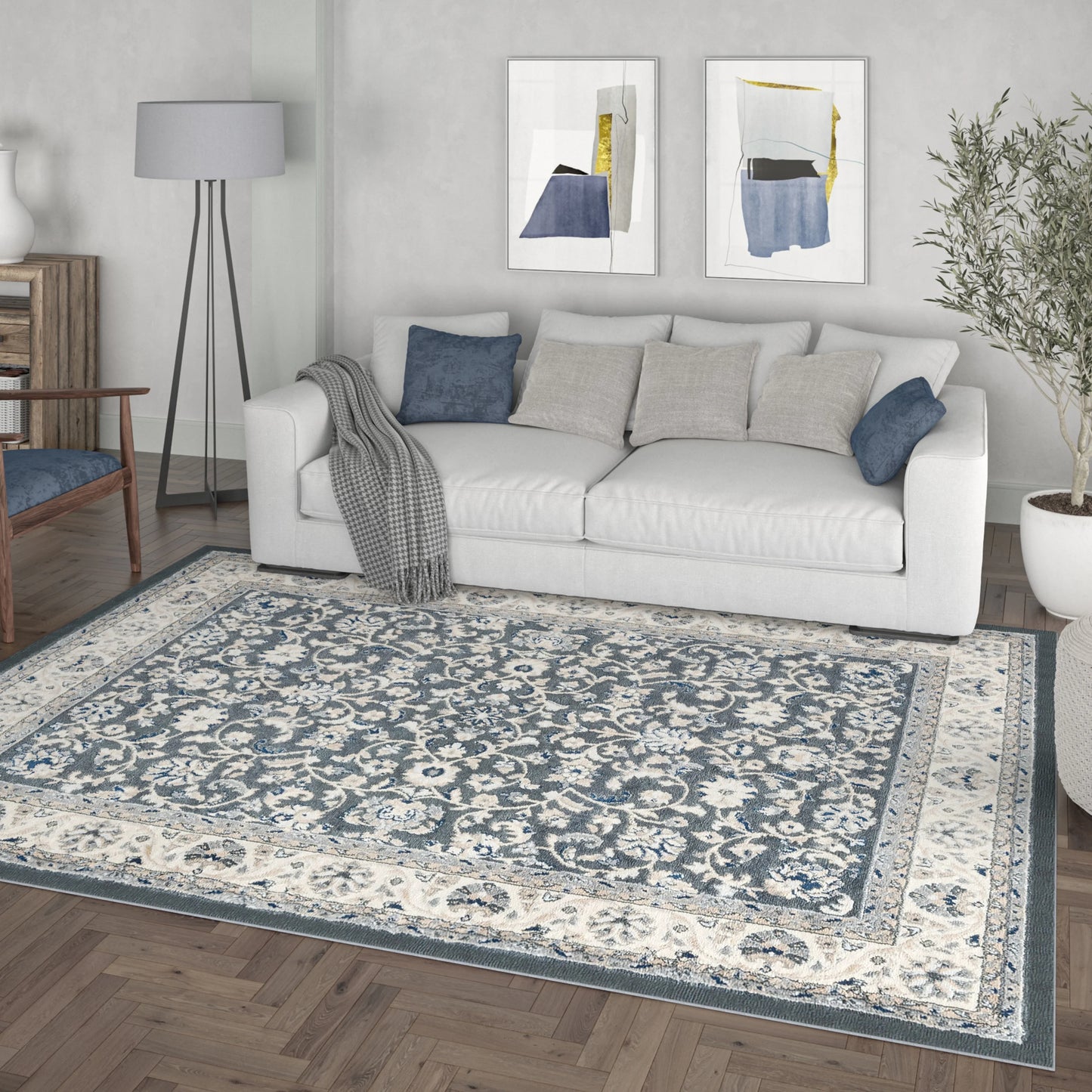 Madison Traditional 8' x 10' Gray Polypropylene Indoor Area Rug