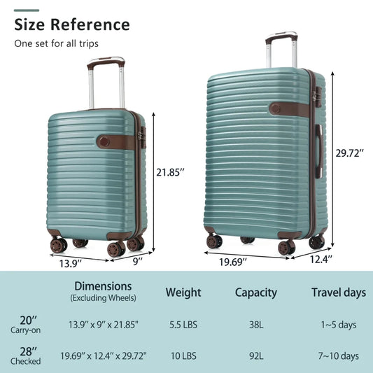 Hardshell Luggage Set with TSA Lock, 360° Spinner Wheels, Lightweight Durable Travel Suitcases