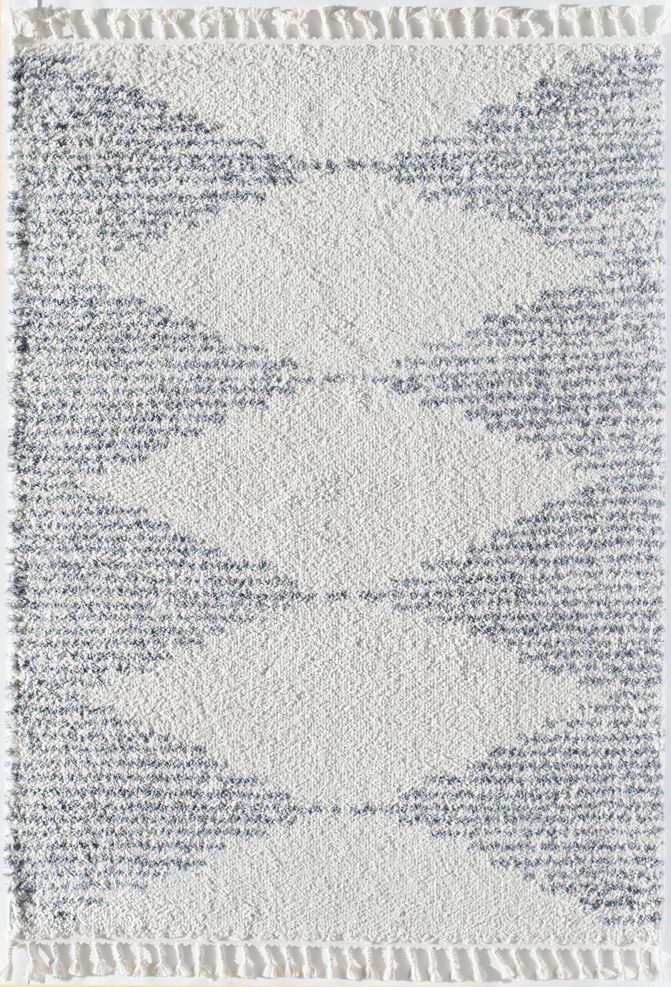 Rugs America Moon Collection MS30A Moroccan Tribal Heath White Area Rug, 8'0"x10'0"