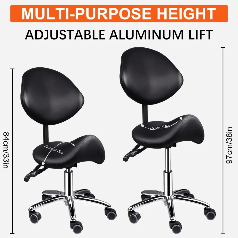 Ergonomic Swivel Saddle Chair with Footrest, Adjustable Rolling Stool for Home Offices, Kitchen Workspaces, and Drafting Stations(White)