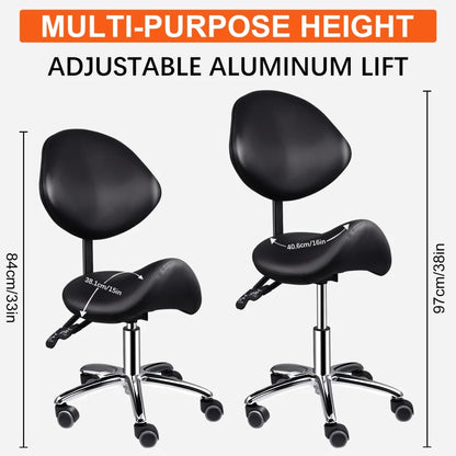 Ergonomic Swivel Saddle Chair with Footrest, Adjustable Rolling Stool for Home Offices, Kitchen Workspaces, and Drafting Stations(White)