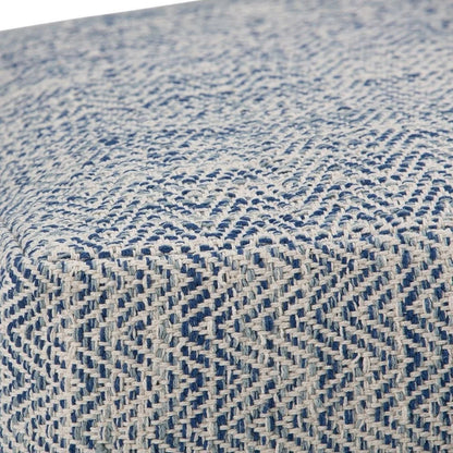 Simpli Home Nate 20 inch Wide Boho Square Pouf in Patterned Denim Mlange Cotton