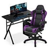 MoNiBloom Portable Standing Laptop Table with Host Rack and Ergonomic Gaming Chair with Footrest Recliner for Home Office