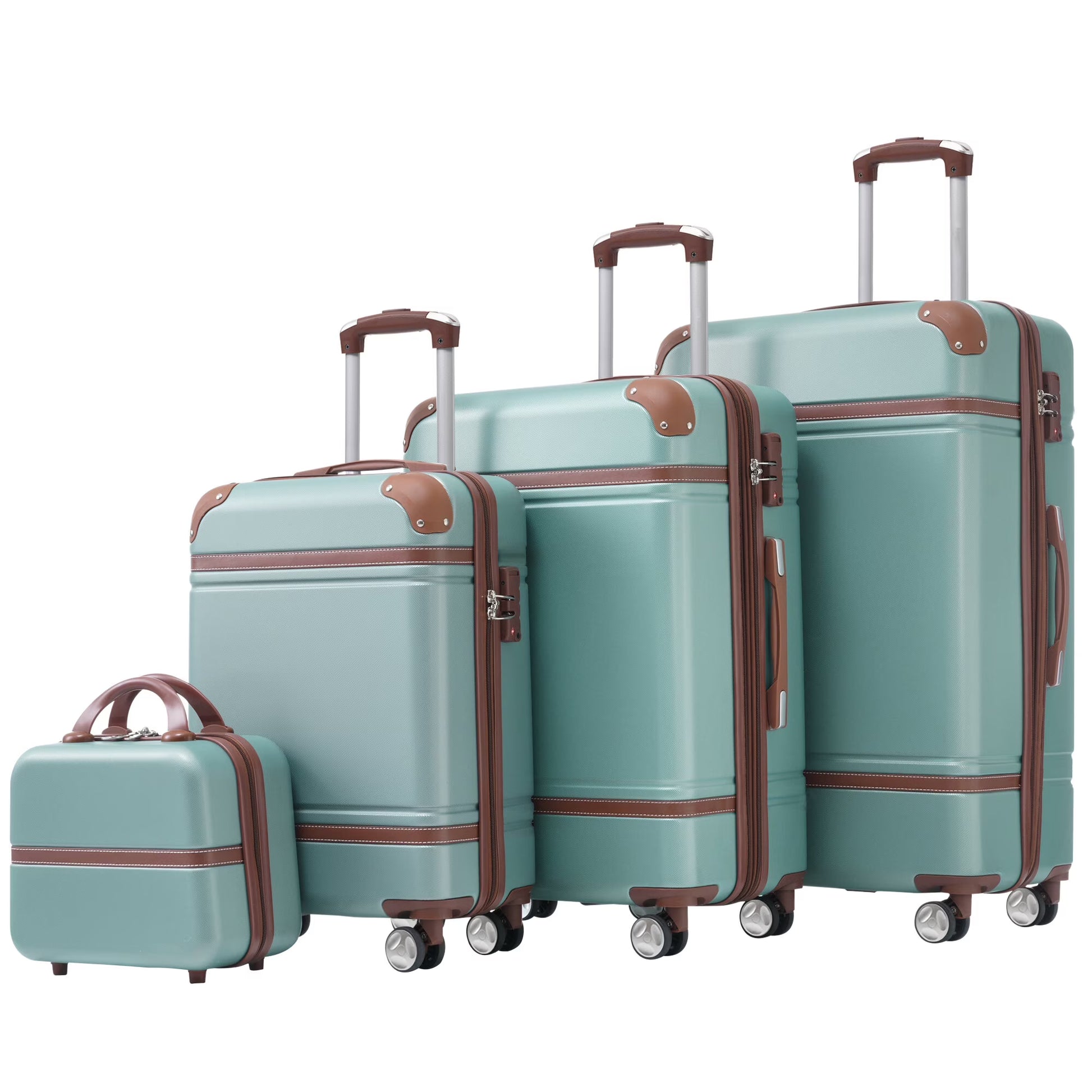 DUOSONG Hardshell Luggage Sets 4 Pieces 20"+24"+28" Luggages And Cosmetic Case Spinner Suitcase With Tsa Lock Lightweight White ABS Travel Luggage Hard Case