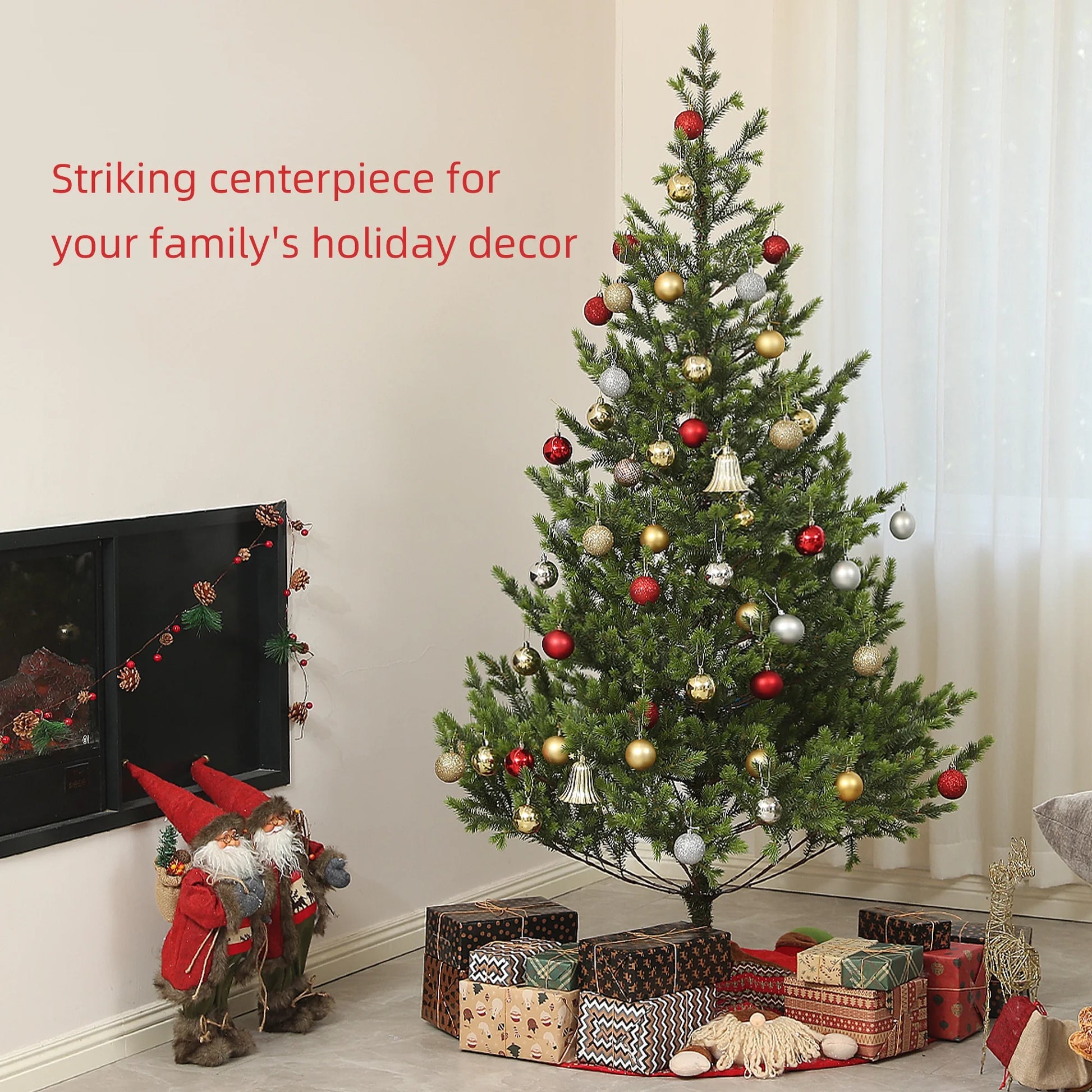 HOMCOM 6ft Artificial Sparse Christmas Tree with Steel Stand and 1933 Tips for Home Office Holiday