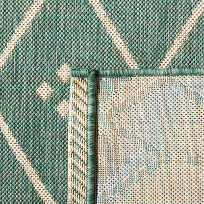 SAFAVIEH Courtyard Cori Bordered Indoor/Outdoor Area Rug, Dark Green/Beige, 9' x 12'