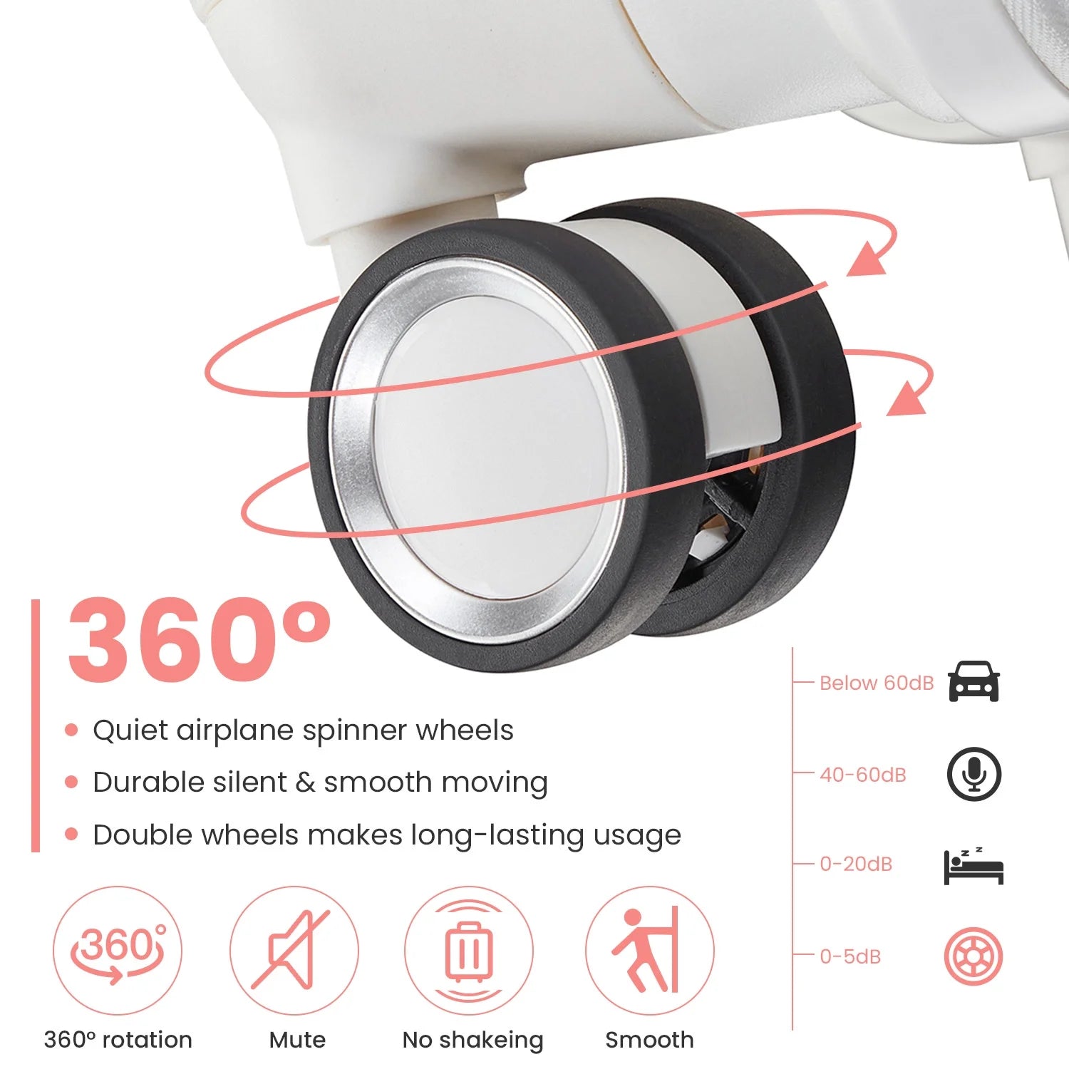 4 Piece Luggage Set, Expandable Lightweight Suitcase Set, PP Materials Travel Luggage with TSA Lock Spinner Wheels, White (14/20/24/28)