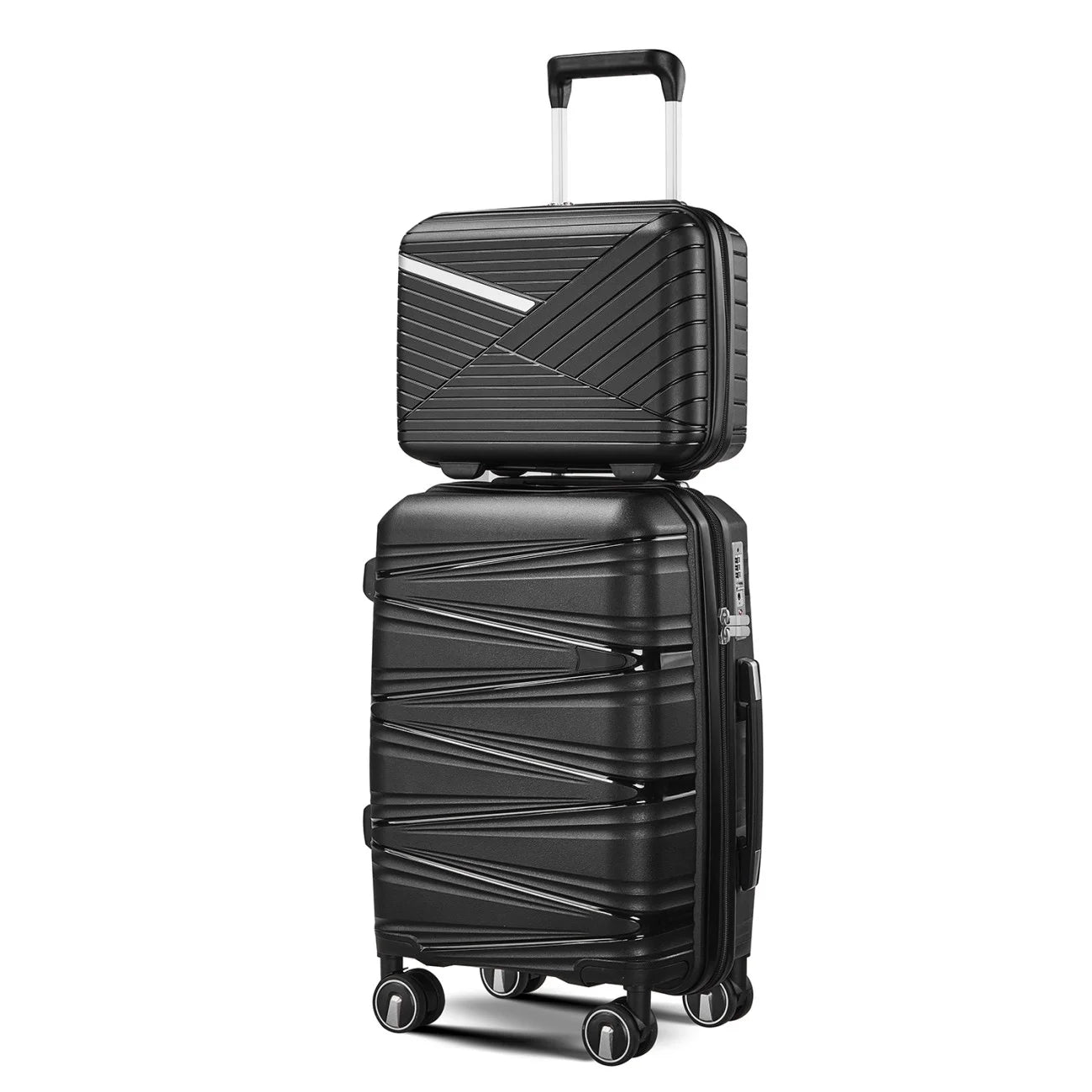 ARCTICSCORPION 4 Piece Hard-Shell Luggage Sets(14/20/24/28 inch), Lightweight PP Suitcase with TSA Lock and 360° Spinner Wheels for Travel Men Women, Black