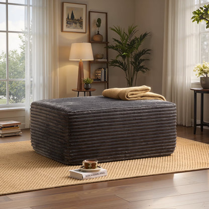 Ovios Oversized Ottoman Footrest for Sofa Large Plush Corduroy Pouf Ottoman Coffee Table Rectangle Floor Bench Extra Seating for Living Room, No Assembly, Beige