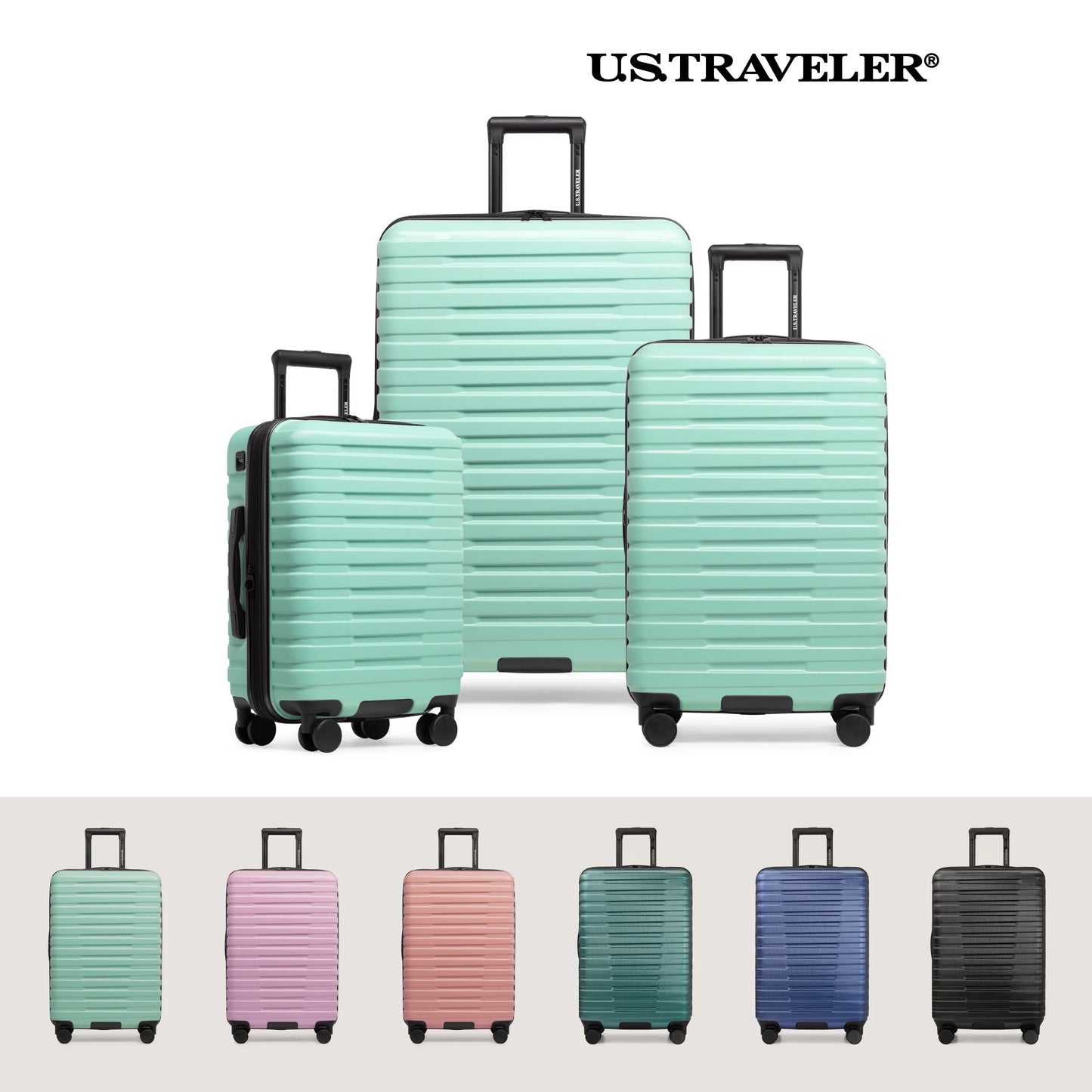 U.S. Traveler Boren Hardside Rugged Spinner Luggage, Rose Pink, 26" Checked Medium