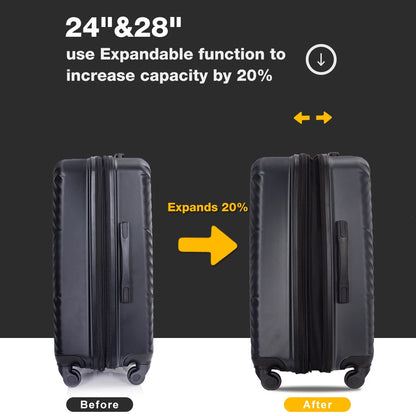 10 Piece Luggage Set Lightweight Suitcase Set with 7PCS Organizer Bags Suitcase with TSA Lock Spinner Wheels(Black)