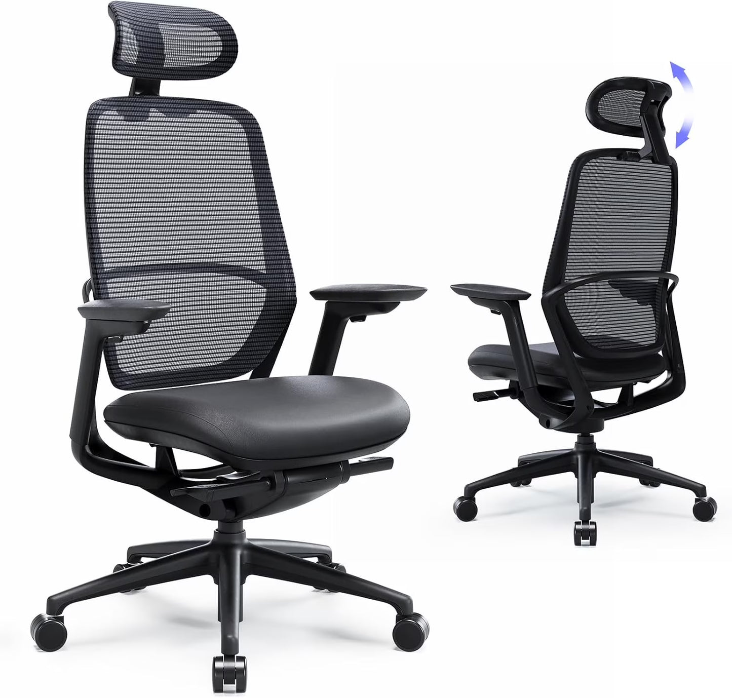 Ergonomic Office Chair, High Back Mesh Desk Chair with Adjustable Lumbar Support, Reclining Backrest, 4D Armrests, Breathable Mesh, Comfortable Computer Chair for Home Office, Work,Study
