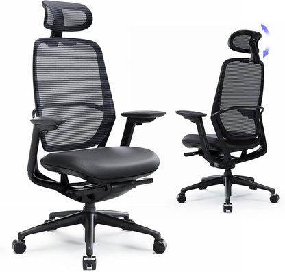 Ergonomic Office Chair, High Back Mesh Desk Chair with Adjustable Lumbar Support, Reclining Backrest, 4D Armrests, Breathable Mesh, Comfortable Computer Chair for Home Office, Work,Study