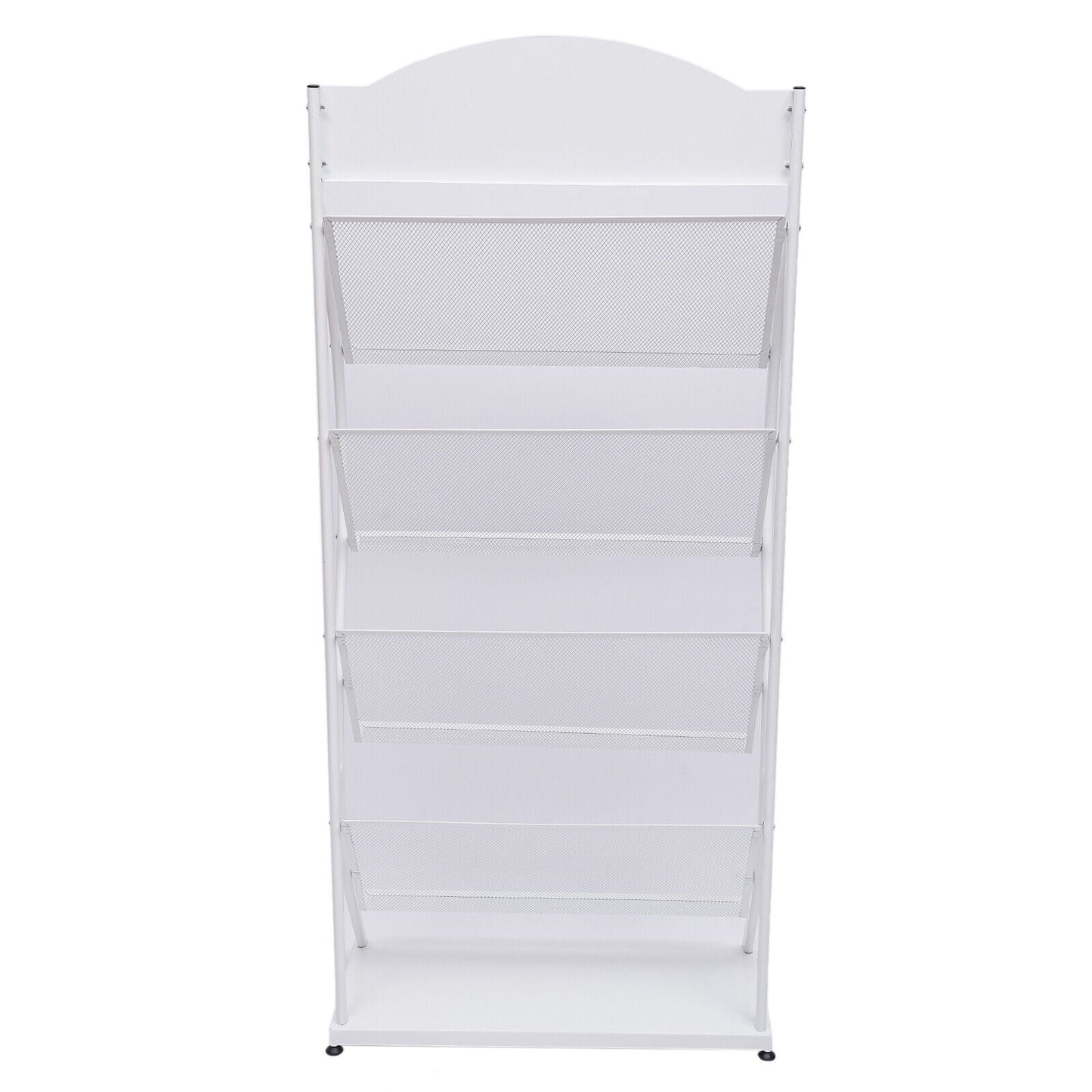 Magazine Rack Magazine Holder 4 Tier Floor-Standing Newspaper Rack Manual Book Storage Rack Iron Magazine Display Rack (White)