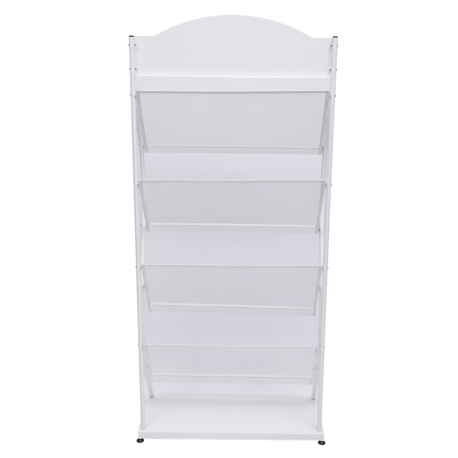 Magazine Rack Magazine Holder 4 Tier Floor-Standing Newspaper Rack Manual Book Storage Rack Iron Magazine Display Rack (White)