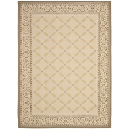 SAFAVIEH Courtyard Cohen Bordered Indoor/Outdoor Area Rug, Dark Beige/Beige, 9' x 12'