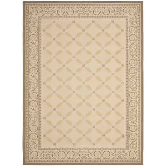 SAFAVIEH Courtyard Cohen Bordered Indoor/Outdoor Area Rug, Dark Beige/Beige, 9' x 12'