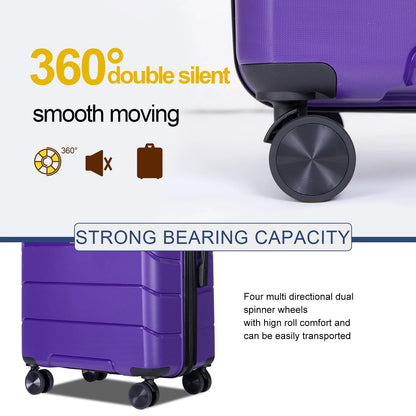 Tripcomp Hardshell Luggage Set,Carry-on,Lightweight Suitcase Set of 3Piece with Spinner Wheels,TSA Lock,20inch/24inch/28inch(Purple)