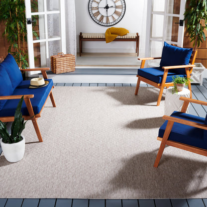 SAFAVIEH Courtyard Mitre Geometric Indoor/Outdoor Area Rug, Beige/Beige, 9' x 9' Square