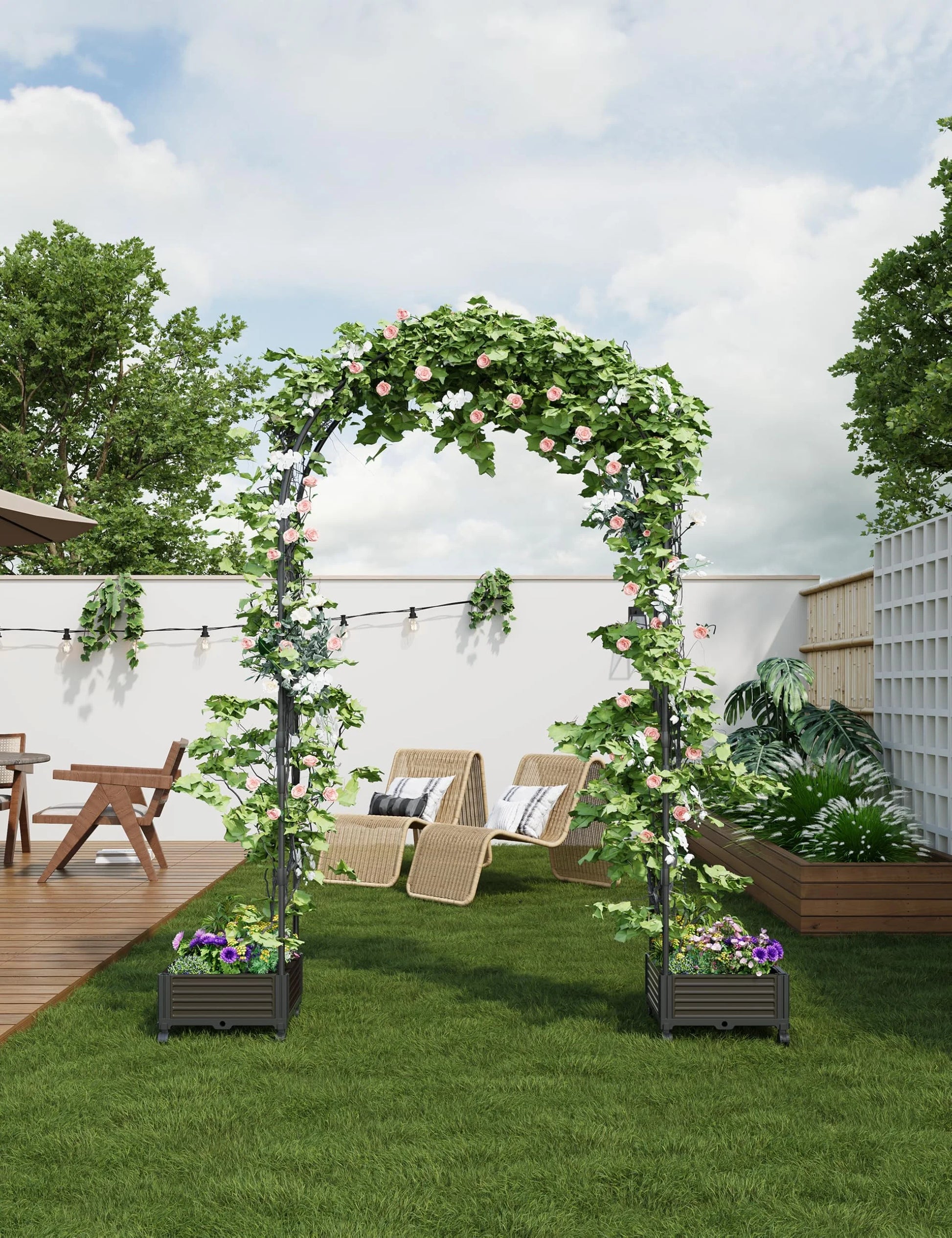 Riedhoff Span 47.2" Steel Garden Arch Trellis for Climbing Plants,Outdoor Garden Arbors and Arches