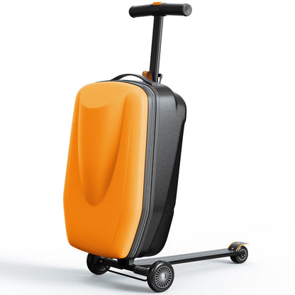 Muhub 2 in 1 Scooter Luggage for Kids and Adult,Foldable Ride on Luggage with Wheels,Light Blue