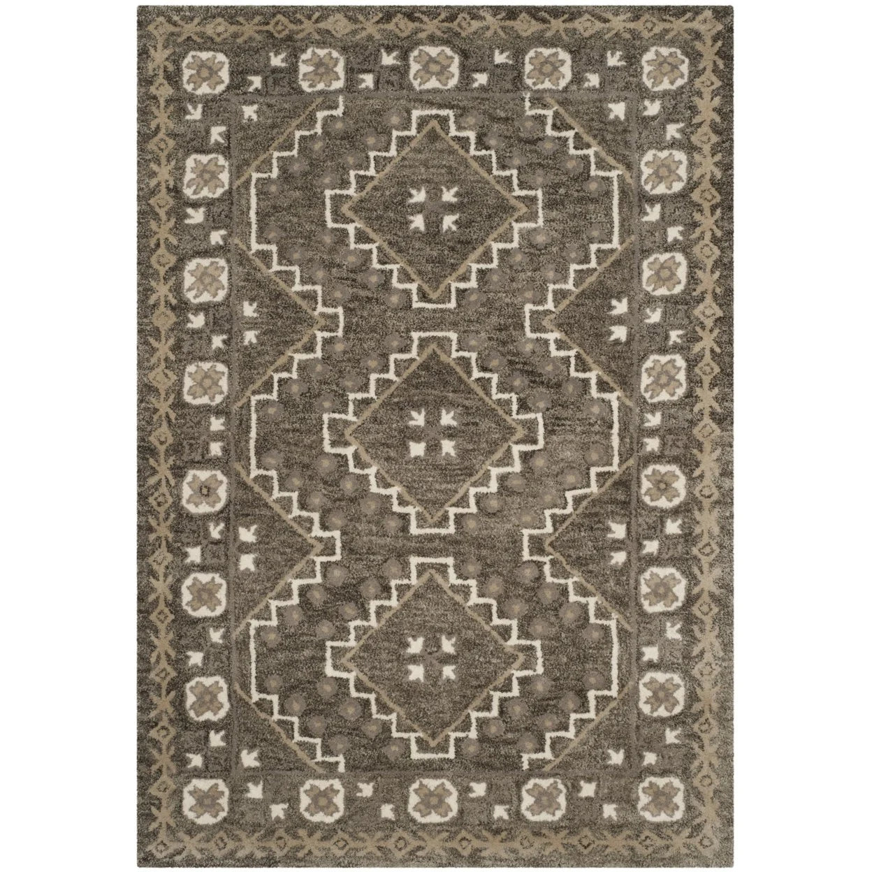 SAFAVIEH Bella Vana Medallion Geometric Wool Area Rug, Brown/Taupe, 4' x 6'