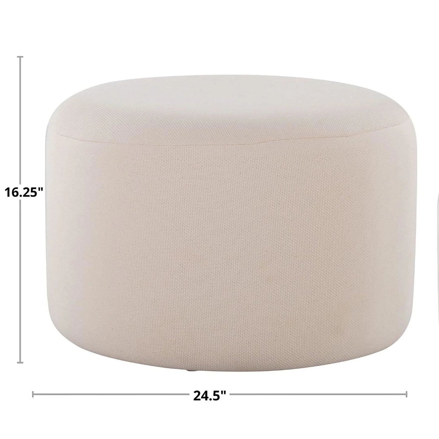 Lumisource Large Round Pouf in Knitted Beige Fabric