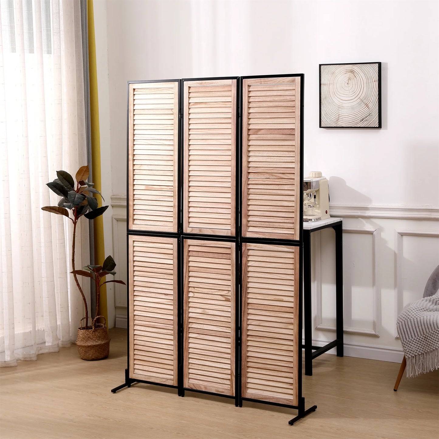 Miniyam 3 Panels Privacy Screen, 5.9 FT Tall Freestanding Folding Partition Wall Dividers Screen for Home Office Restaurant Bedroom, Black