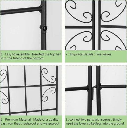 SHZOND 4 Pack 86.2 x 19.7 in Metal Garden Trellis for Climbing Plants, Black Metal Garden Trellis for Vines Plant Rose Flowers Vegetables Support, Large Decorative Outdoor Trellis