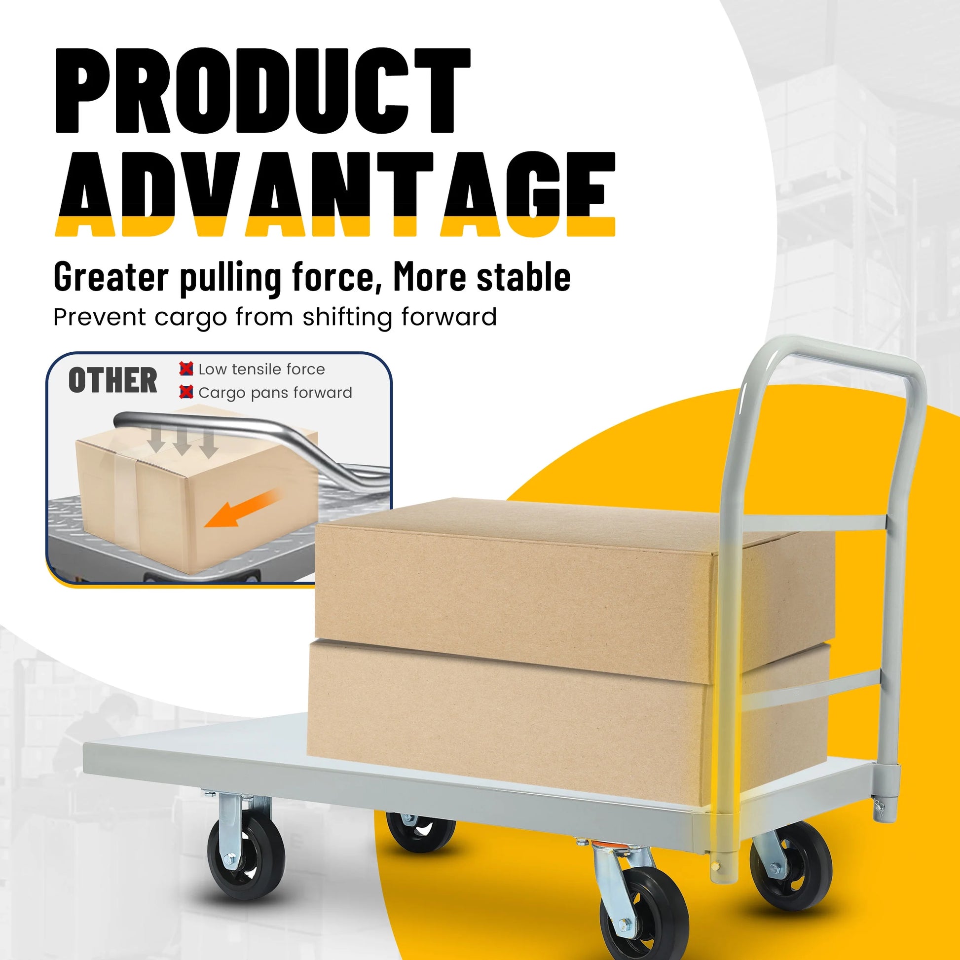 Kojem Platform Truck,2500 lbs Capacity Flat Dolly Cart with Wheels,Heavy Duty Utility Push Carts for Luggage Moving
