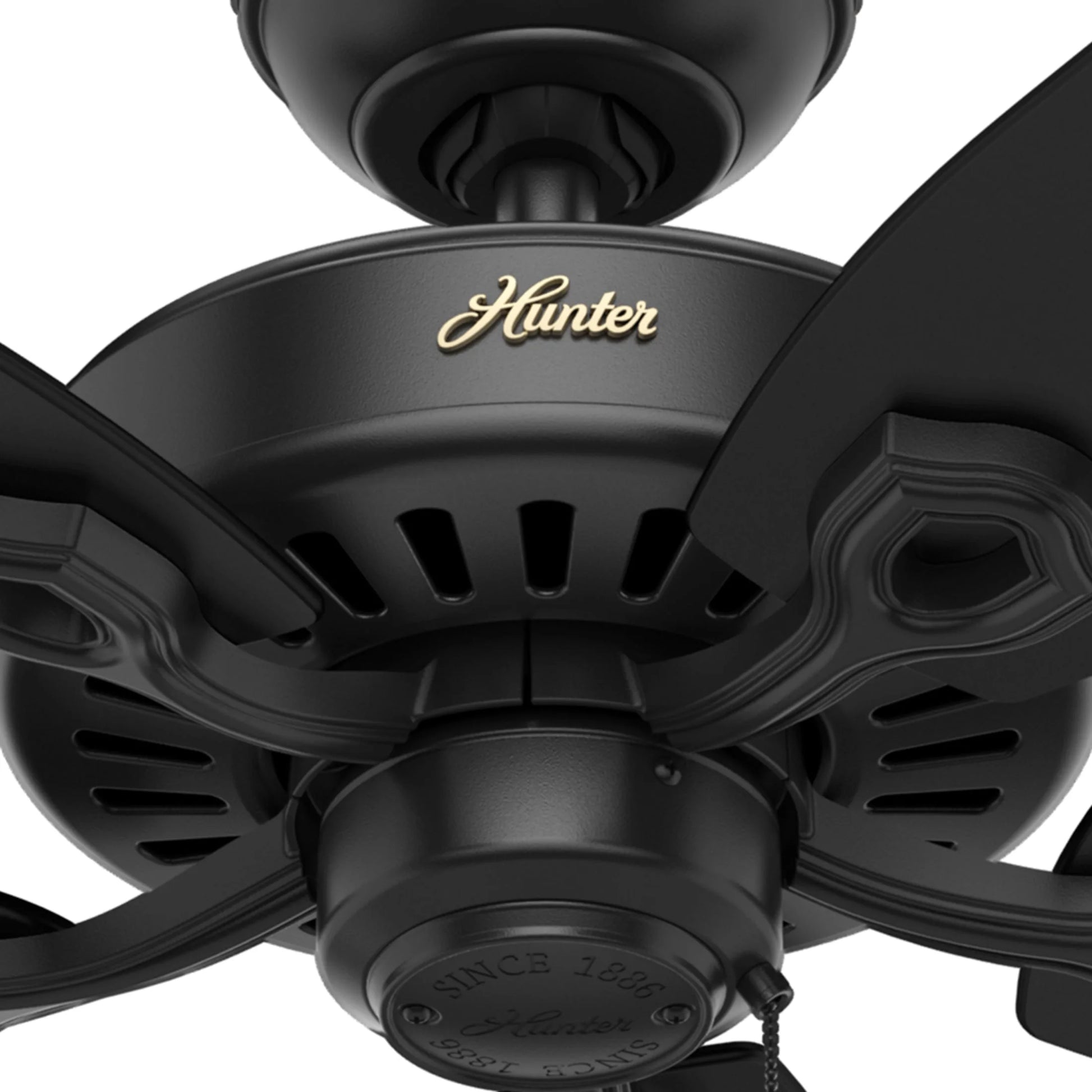 Hunter - Builder Indoor Ceiling Fan, 52-inch, Matte Black, Traditional-style, 3-speed WhisperWind Motor, 53243, for living rooms, bedrooms, home offices, kitchens