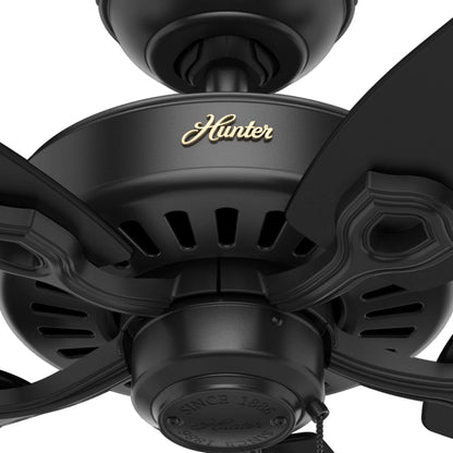 Hunter - Builder Indoor Ceiling Fan, 52-inch, Matte Black, Traditional-style, 3-speed WhisperWind Motor, 53243, for living rooms, bedrooms, home offices, kitchens
