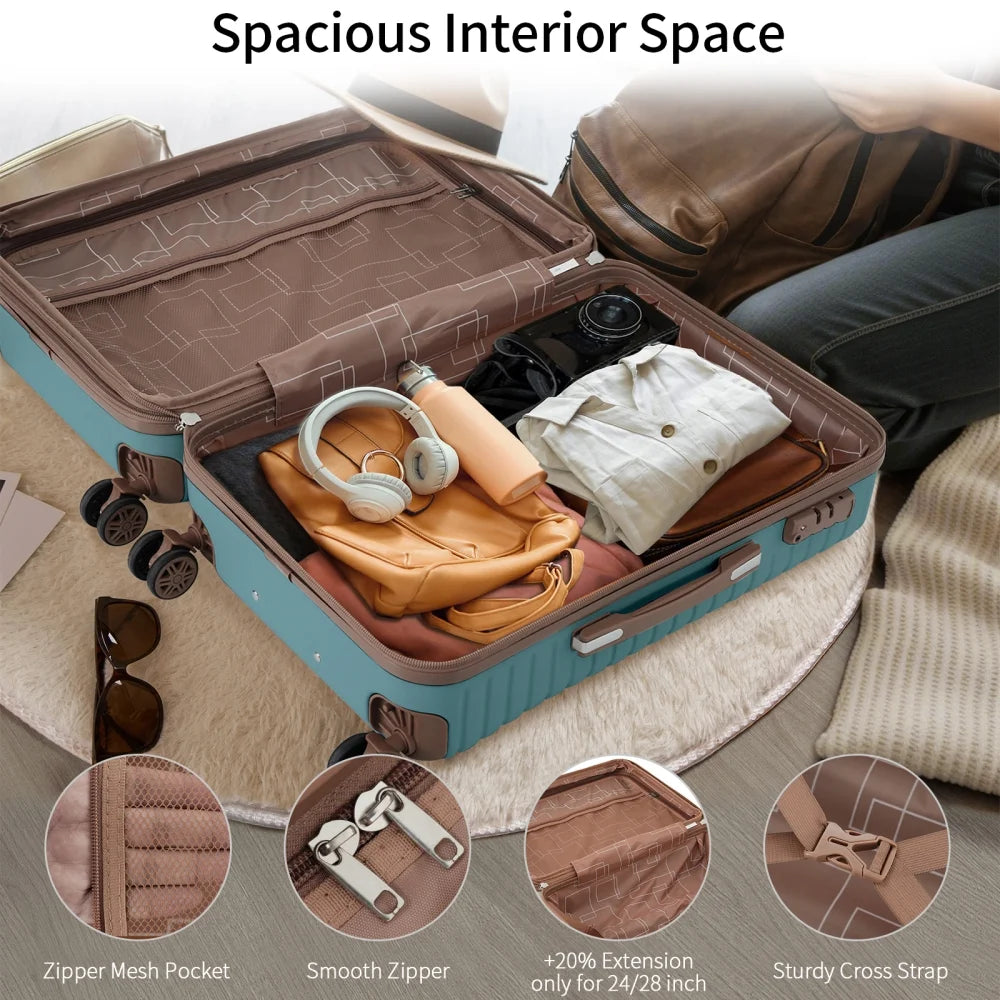 Hardshell Luggage Set with TSA Lock, 360° Spinner Wheels, Lightweight Durable Travel Suitcases