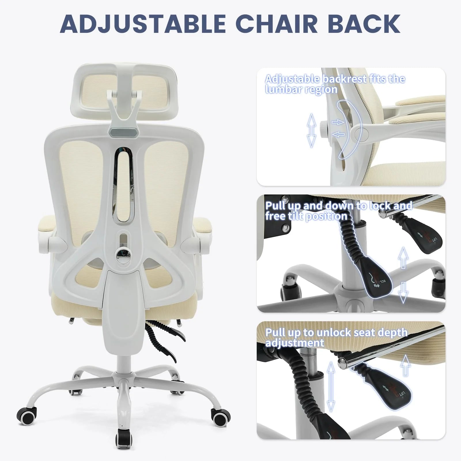 Ergonomic Office Chair,Swivel Task Chair with Adjustable Lumbar Support,Home Office Chair with Footrest,Mesh High Back Gaming Chair