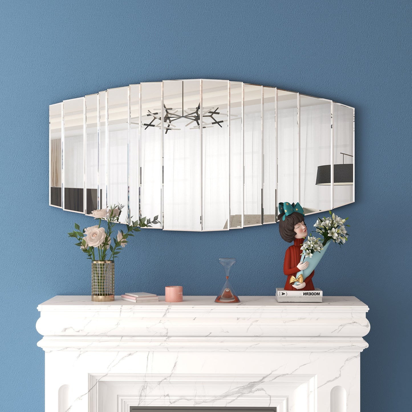 SHYFOY Sunburst Framless Irregular Accent Wall Mirror - 43.3"21.65"
