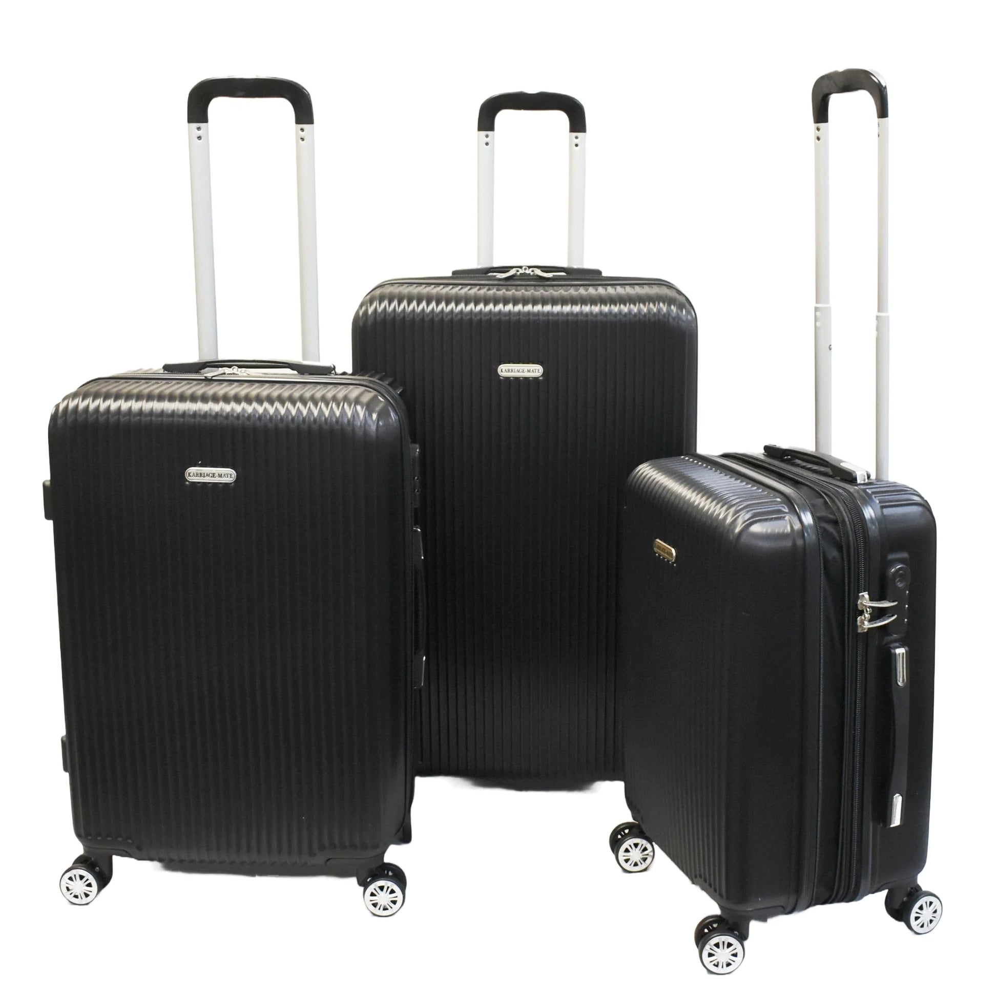 K-Cliffs 3pcs Luggage Set Lightweight Expandable Hard sided ABS Spinner Travel Suitcase Black