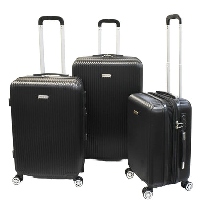 K-Cliffs 3pcs Luggage Set Lightweight Expandable Hard sided ABS Spinner Travel Suitcase Black