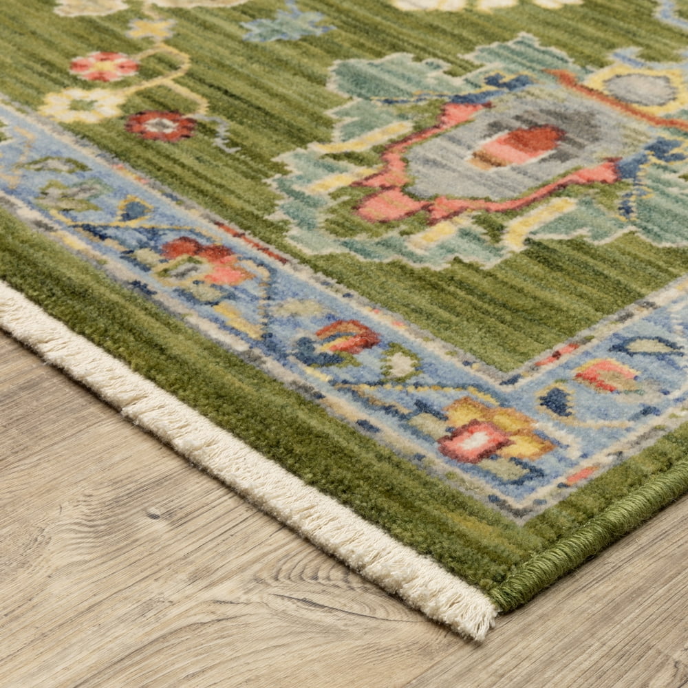 Oriental Weavers Lucca Wool Blend Area Rug - 2863E - 5'3" x 7'6" - in Green/Multi - Vintage Inspired, Wool Blend, Bedroom, Office Rug