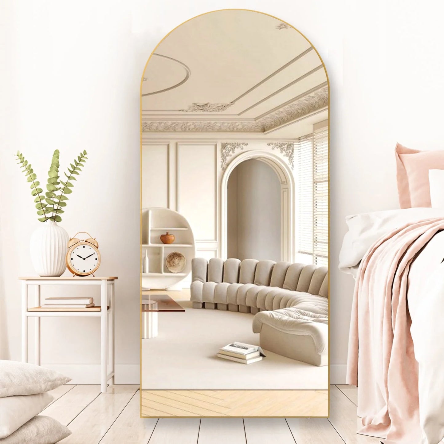RACHMADES 65"x24" Arch Mirror Full Length Full Body Mirror Arched Floor Mirror with Stand Tall Mirror Long Gold Mirror FULL Length