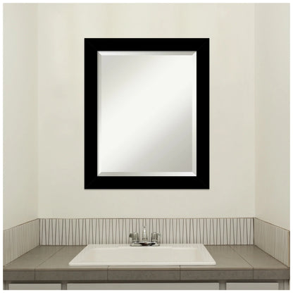 Amanti Art Brushed Black Beveled Bathroom Wall Mirror