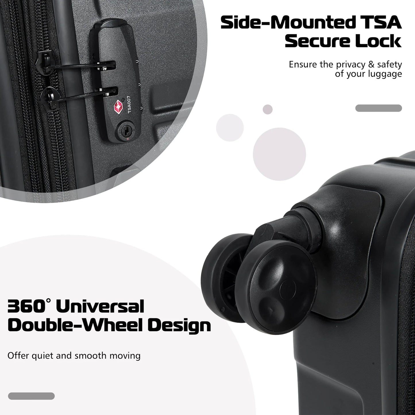 Costway 3 Piece Hardshell Luggage Set Ex pandable Suitcase w/TSA Lock & Spinner Wheels