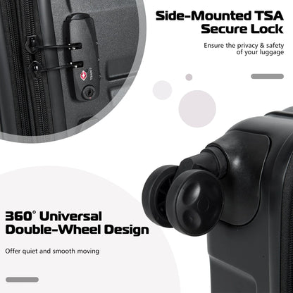Costway 3 Piece Hardshell Luggage Set Ex pandable Suitcase w/TSA Lock & Spinner Wheels